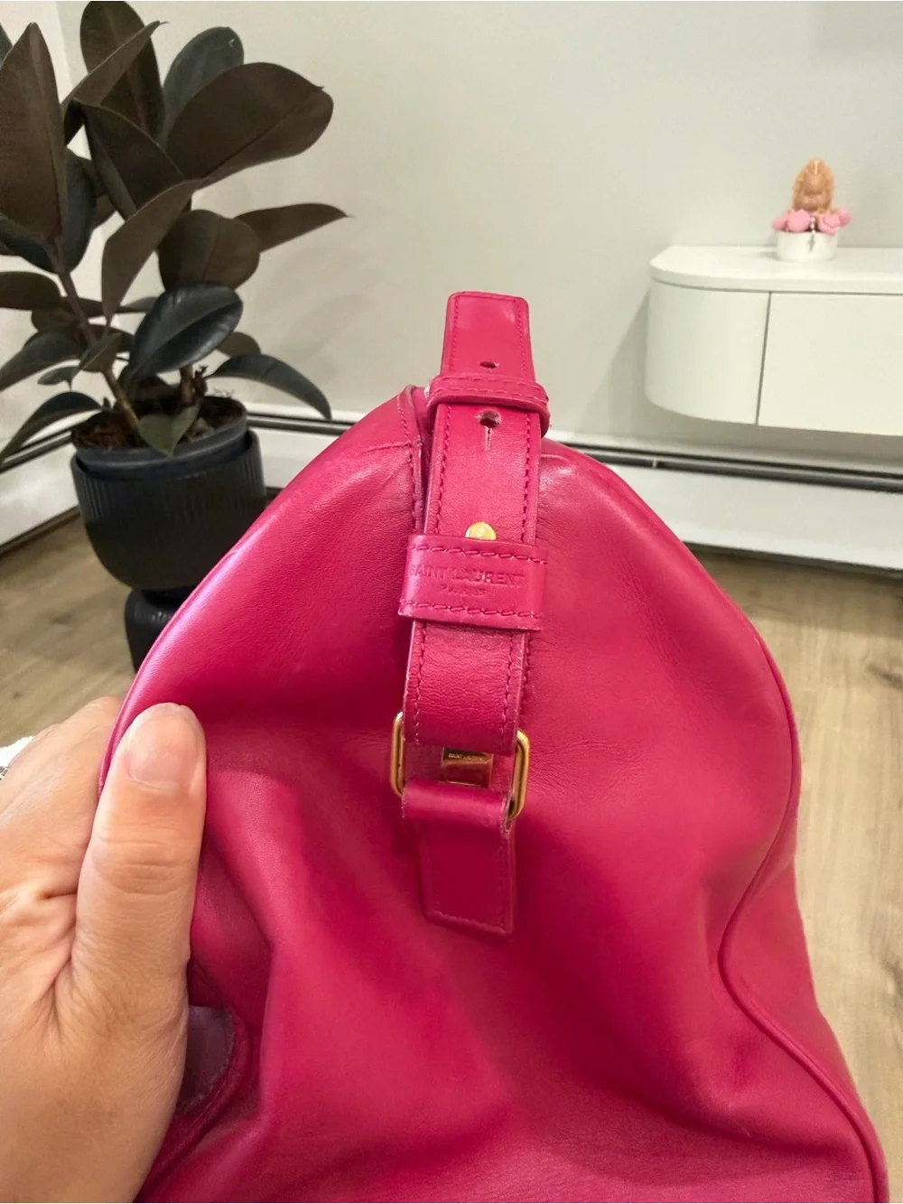 Saint Laurent Fuchsia Leather Satchel